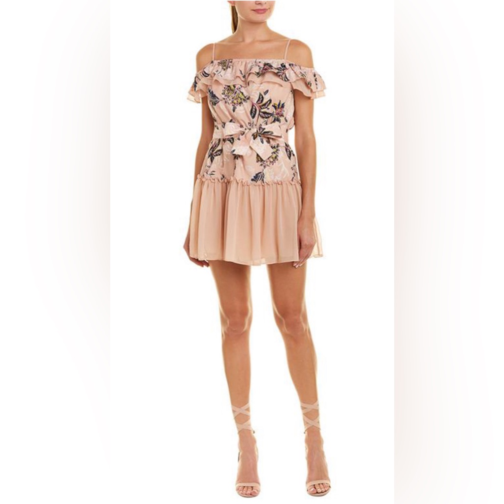 Tjd The Jetset Diaries Azalea Dress Medium Nwt Peach Floral Off The Shoulder